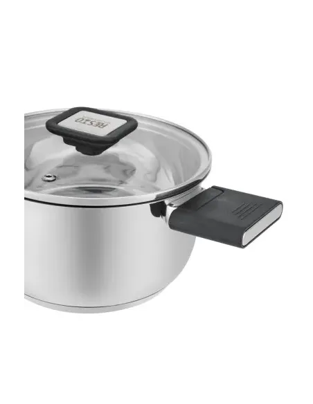 Olla Resto 1.6 L Asas Plegables-Tapa Vidrio Templado 16 cm Induccion Acero Inox
