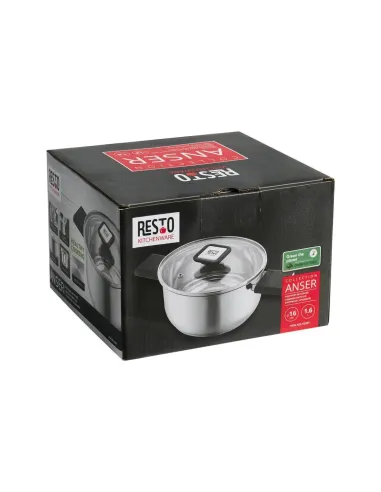Olla Resto 5,8 L Asas Plegables-Tapa Vidrio Templado 24 cm Induccion Acero Inox