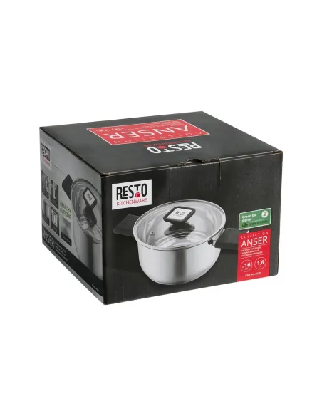 Olla Resto 5,8 L Asas Plegables-Tapa Vidrio Templado 24 cm Induccion Acero Inox