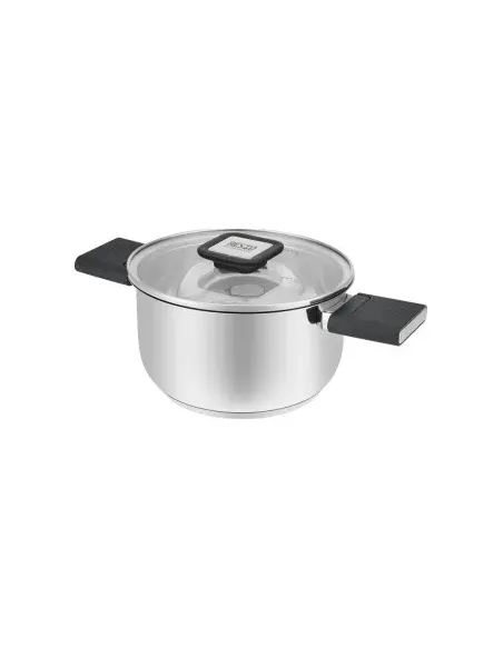 Olla Resto 5,8 L Asas Plegables-Tapa Vidrio Templado 24 cm Induccion Acero Inox