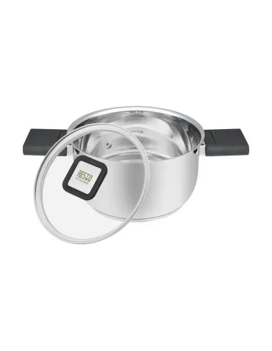 Olla Resto 5,8 L Asas Plegables-Tapa Vidrio Templado 24 cm Induccion Acero Inox