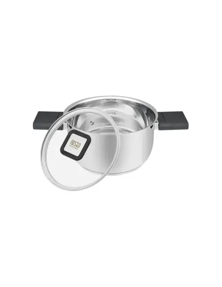 Olla Resto 5,8 L Asas Plegables-Tapa Vidrio Templado 24 cm Induccion Acero Inox