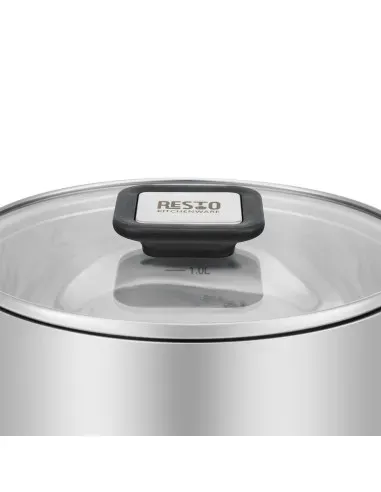 Olla Resto 5,8 L Asas Plegables-Tapa Vidrio Templado 24 cm Induccion Acero Inox