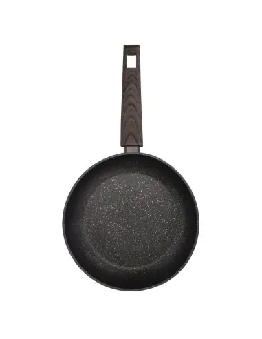Sarten Resto Antiadh. De Marmol 22 cm Ancho 4.4 cm Alto Aluminio Forjado-Mango Madera Todo Tipo De Cocina Negro