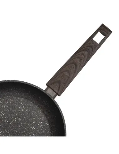 Sarten Resto Antiadh. De Marmol 22 cm Ancho 4.4 cm Alto Aluminio Forjado-Mango Madera Todo Tipo De Cocina Negro