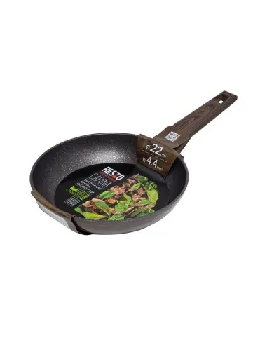 Sarten Resto Antiadh. De Marmol 22 cm Ancho 4.4 cm Alto Aluminio Forjado-Mango Madera Todo Tipo De Cocina Negro