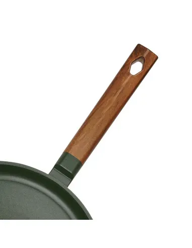 Sarten Crepera Resto Antiadh. 28 cm Ancho 2.7 cm Alto Aluminio-Mango Madera Todo Tipo De Cocina Negro