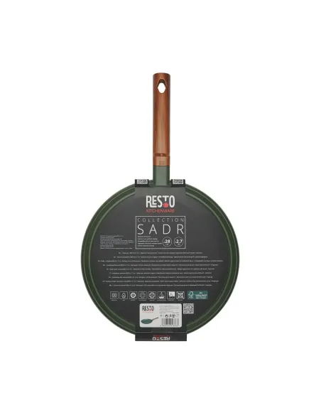 Sarten Crepera Resto Antiadh. 28 cm Ancho 2.7 cm Alto Aluminio-Mango Madera Todo Tipo De Cocina Negro