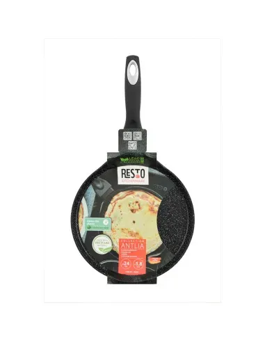 Sarten Pancake Resto Antiadh. 24 cm Ancho 1.8 cm Alto Aluminio-Mango Madera Todo Tipo De Cocina Negro