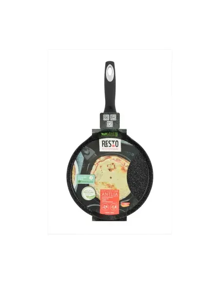 Sarten Pancake Resto Antiadh. 24 cm Ancho 1.8 cm Alto Aluminio-Mango Madera Todo Tipo De Cocina Negro