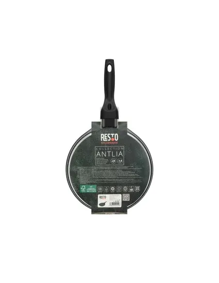 Sarten Pancake Resto Antiadh. 24 cm Ancho 1.8 cm Alto Aluminio-Mango Madera Todo Tipo De Cocina Negro