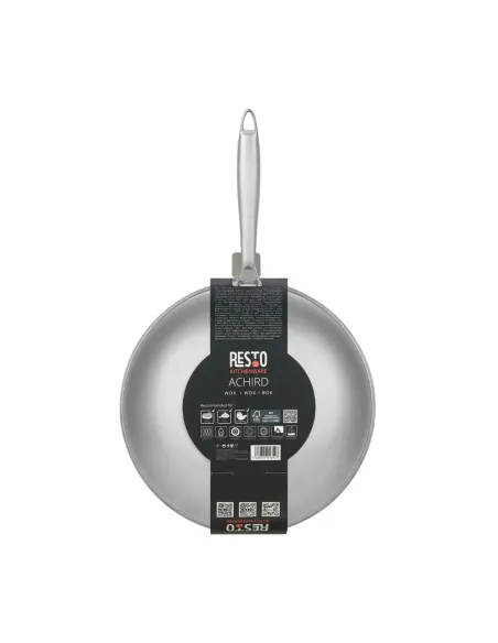 Wok Resto Antiadh. 28 cm Ancho 7.5 cm Ancho Inox Induccion Mango Ergonómico
