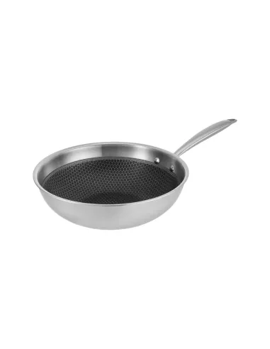 Wok Resto Antiadh. 28 cm Ancho 7.5 cm Ancho Inox Induccion Mango Ergonómico