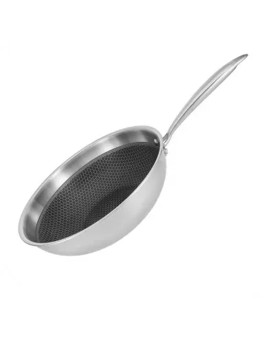 Wok Resto Antiadh. 28 cm Ancho 7.5 cm Ancho Inox Induccion Mango Ergonómico
