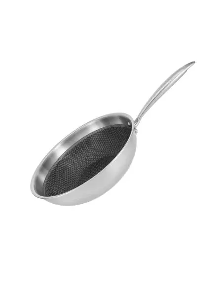 Wok Resto Antiadh. 28 cm Ancho 7.5 cm Ancho Inox Induccion Mango Ergonómico