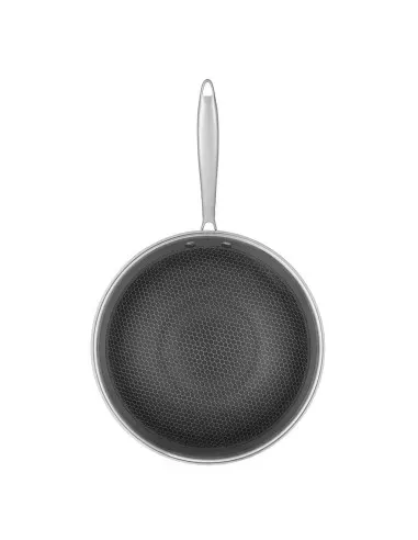 Wok Resto Antiadh. 28 cm Ancho 7.5 cm Ancho Inox Induccion Mango Ergonómico