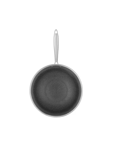 Wok Resto Antiadh. 28 cm Ancho 7.5 cm Ancho Inox Induccion Mango Ergonómico