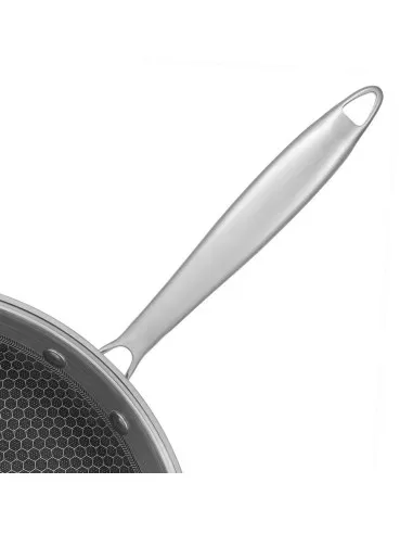 Wok Resto Antiadh. 28 cm Ancho 7.5 cm Ancho Inox Induccion Mango Ergonómico