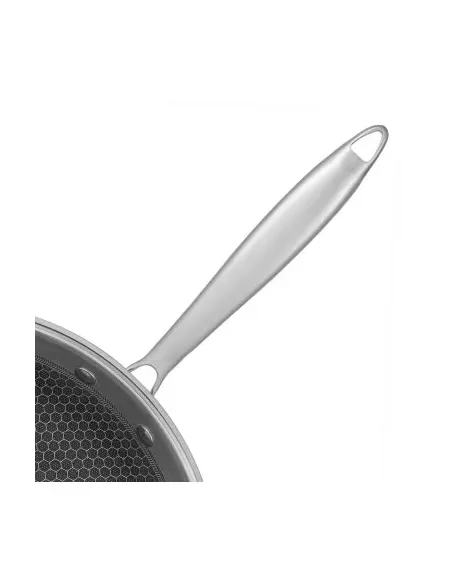 Wok Resto Antiadh. 28 cm Ancho 7.5 cm Ancho Inox Induccion Mango Ergonómico