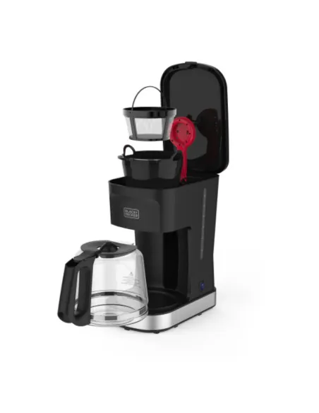 Cafetera Black Decker-12 Tazas-Sistema Vortex-Boton Encendido Y Apagado-Franja Silver