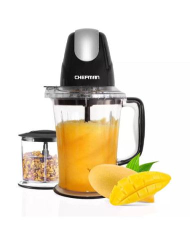 Licuadora Todo En 1 Chefman 400 W Dos Vasos Cuchillas Cuadruples Con Tapa Negro