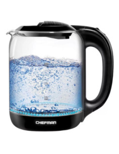 Tetera Eléctrica Chefman Inalámbrica 1 7 L Luz LED Jarra De Cristal Negro 2