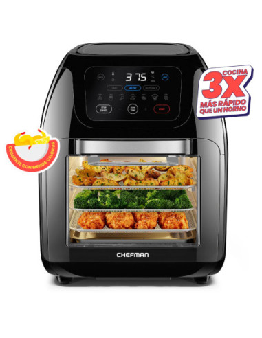 Freidora De Aire Chefman Con Horno 10 L Pantalla Touch 1700 W Apagado Aut Negro