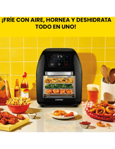 Freidora De Aire Chefman Con Horno 10 L Pantalla Touch 1700 W Apagado Aut Negro