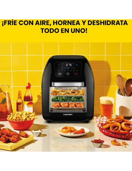 Freidora De Aire Chefman Con Horno 10 L Pantalla Touch 1700 W Apagado Aut Negro