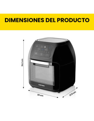 Freidora De Aire Chefman Con Horno 10 L Pantalla Touch 1700 W Apagado Aut Negro
