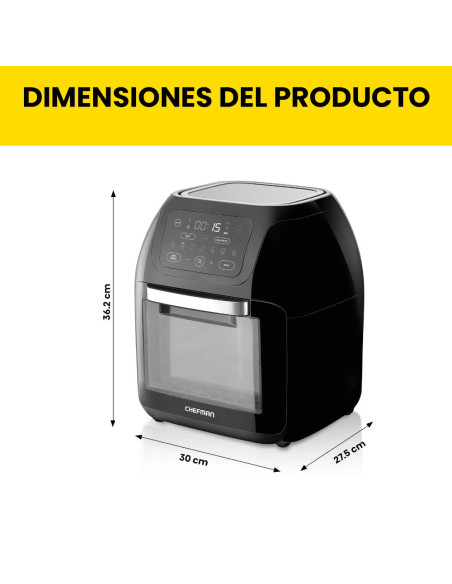 Freidora De Aire Chefman Con Horno 10 L Pantalla Touch 1700 W Apagado Aut Negro